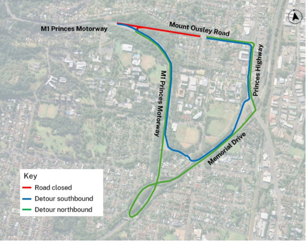 Closures on Mt Ousley Rd this weekend