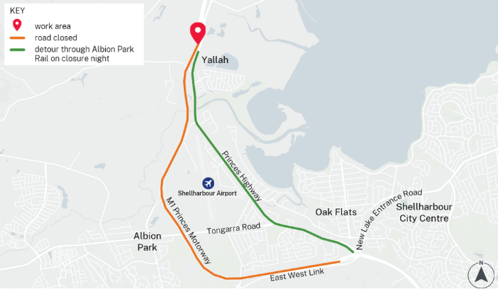 Night work on M1 Princes Motorway between Oak Flats and Yallah 
												post image