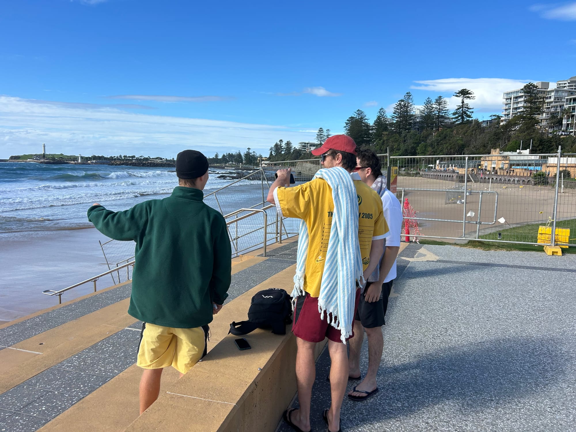 Early setback as seawall safety fence washed away in huge seas 
												post image