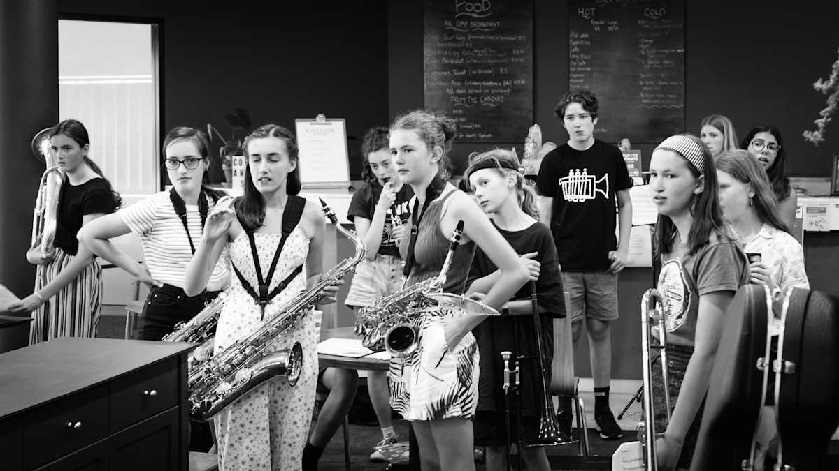 1140's first ever gig, in 2019, playing at the Salvos Hall for the Wollongong Conservatorium's transition program graduation. Image by David Rooney.