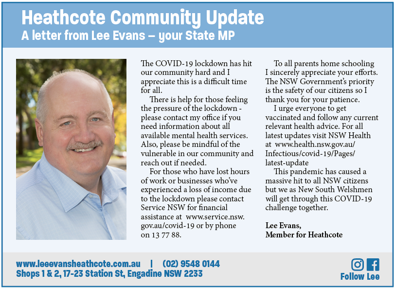 A letter from Lee Evans – your State MP