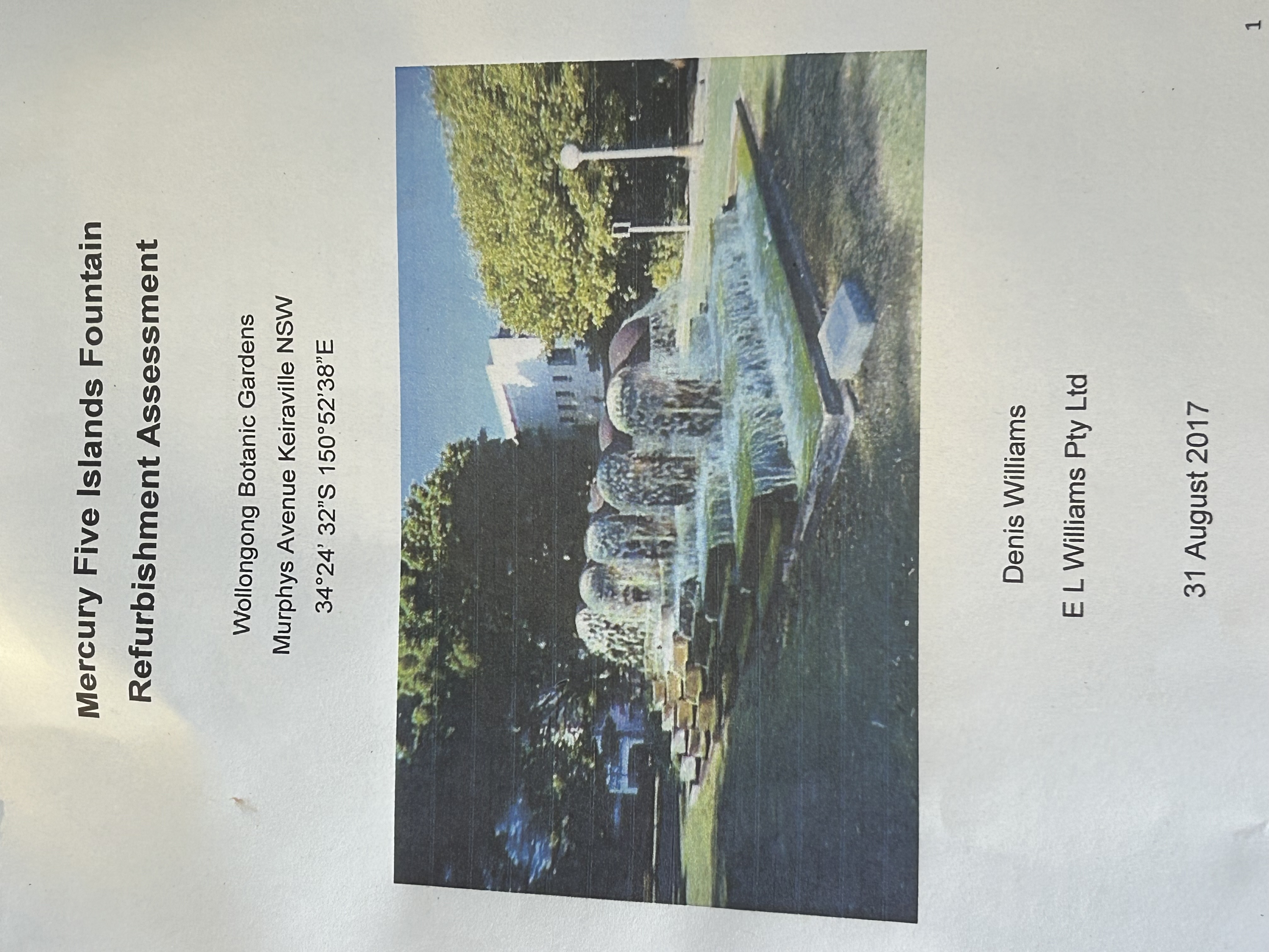 Report puts a price on the restoration of our Mercury Five Islands Fountain