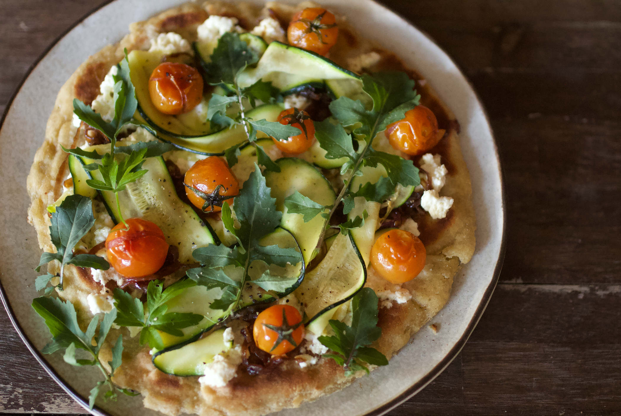 Camping Recipe: Pan-Fried Pizza with Zucchini, Ricotta And Cherry Tomatoes
