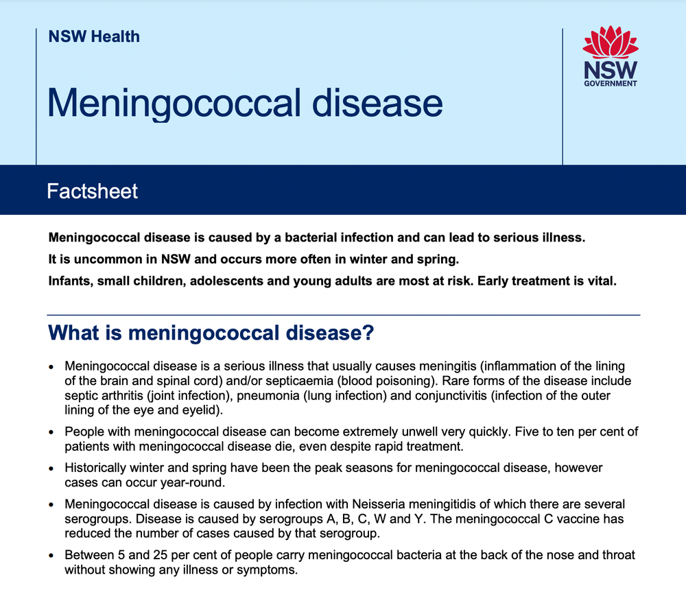 NSW urged to stay alert for meningococcal symptoms post image