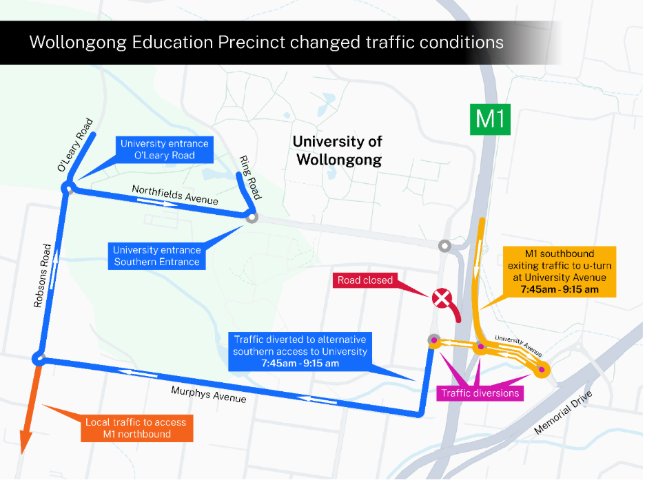 Temporary traffic changes for the Wollongong Education Precinct post image