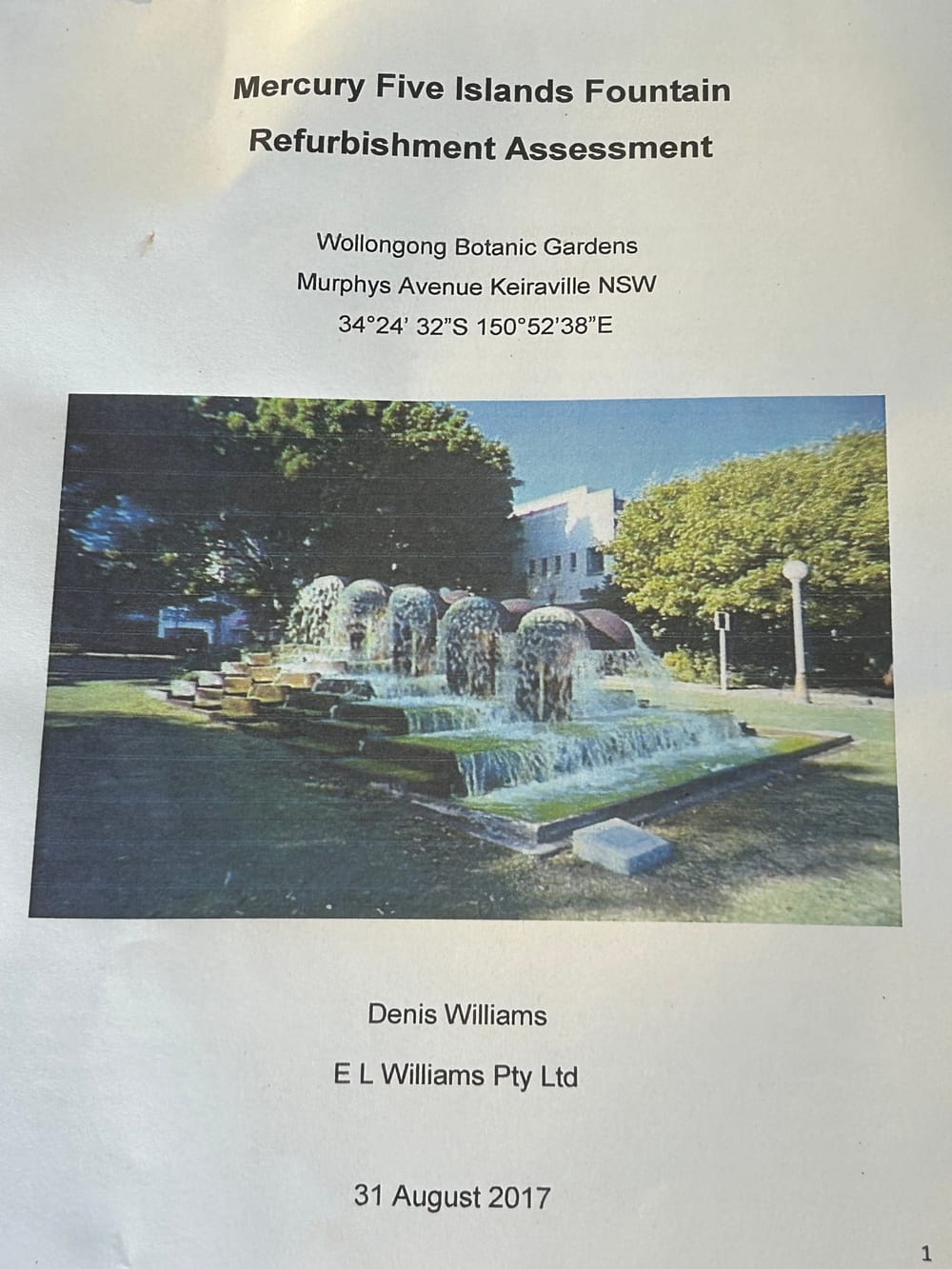 Report puts a price on the restoration of our Mercury Five Islands Fountain post image