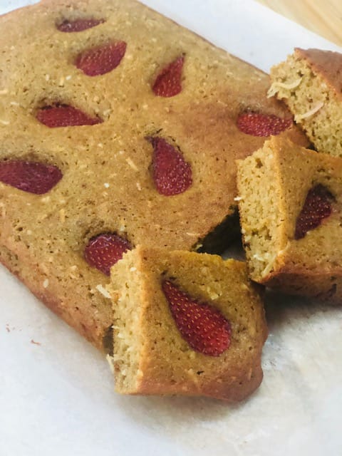 Coconut and strawberry slice for lunch boxes post image