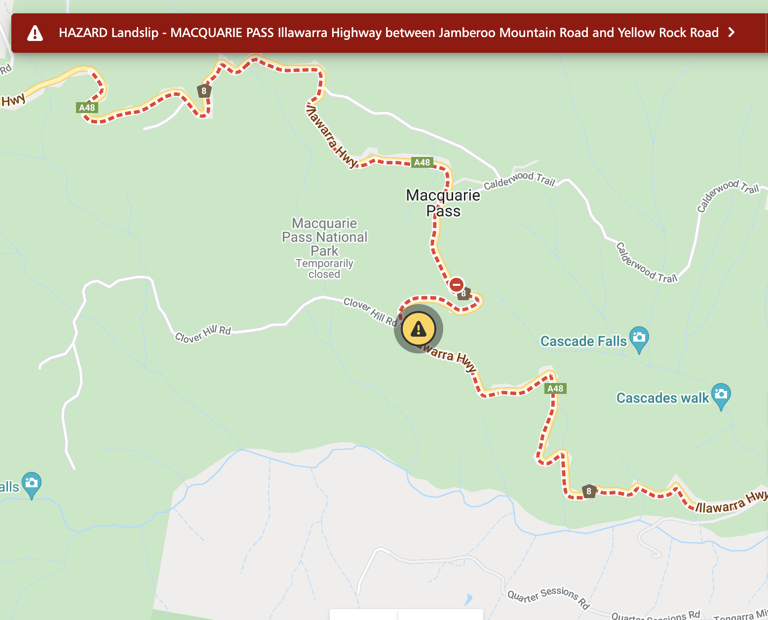Illawarra Highway closed at Macquarie Pass post image