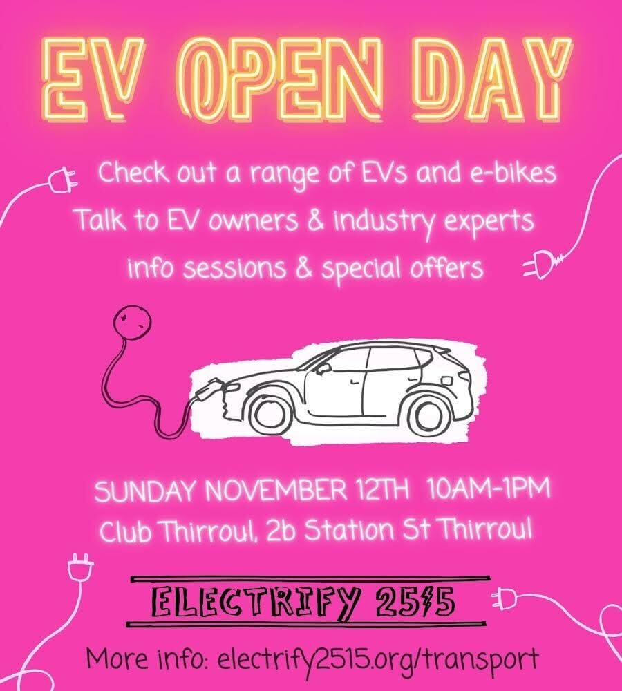 Electrify 2515 to hold EV and E-bike Open Day at Club Thirroul post image